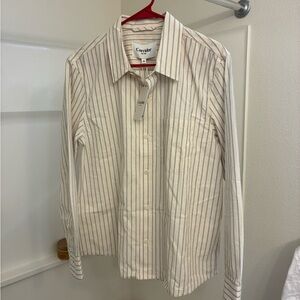 Men's Striped Cotton Poplin Shirt - M - Saks 5th Ave - NWT!
